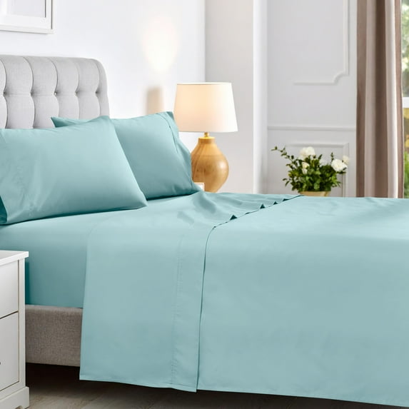 Superior 3-Piece 600 Thread Count Breathable Cotton Blend Sheet Set, Twin, Light Blue