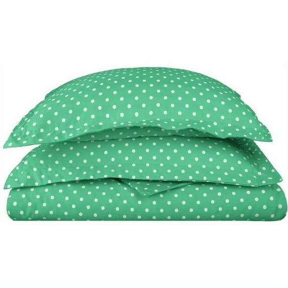 Superior 600 Thread Count Cotton Polka Dots Cotton Blend Duvet Cover Set, Twin, Sage