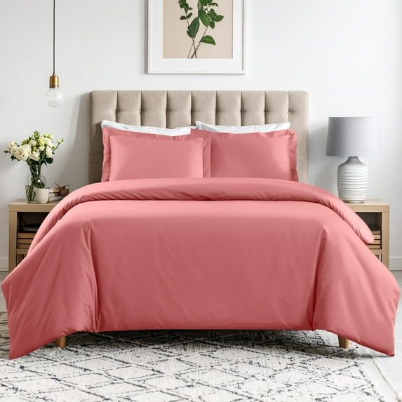 Superior Cotton Blend 600 Thread Count Duvet Cover Set, King/ California King, Blush