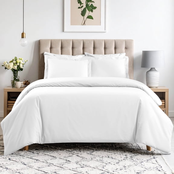 Superior Cotton Blend 600 Thread Count Duvet Cover Set, King/ California King, White