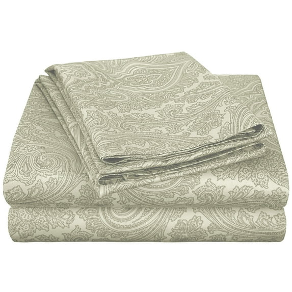 Superior 600 Thread Count Paisley Cotton Blend Sheet Set, California King, Sage
