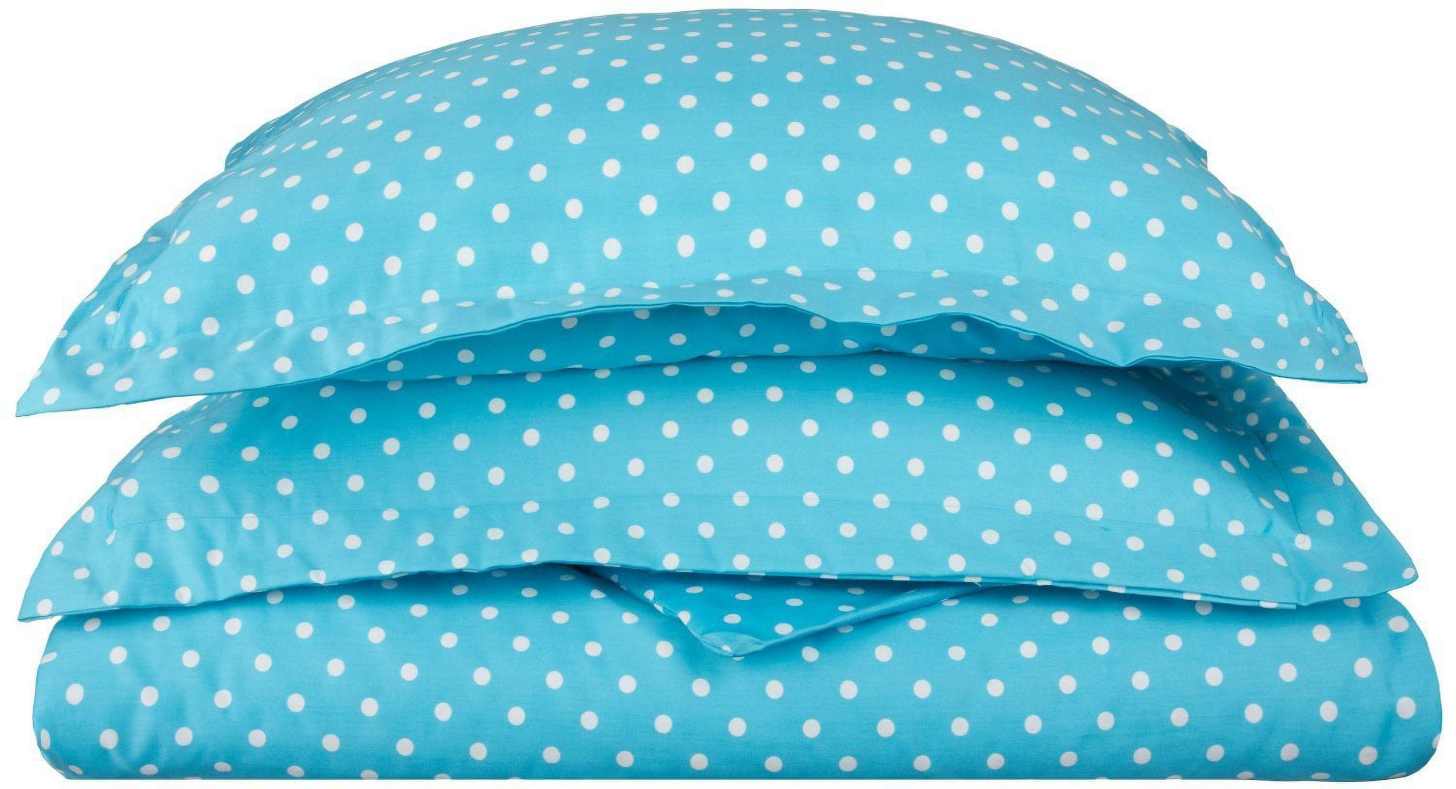 Aqua Polka Dot Cotton Twin Duvet Cover Set
