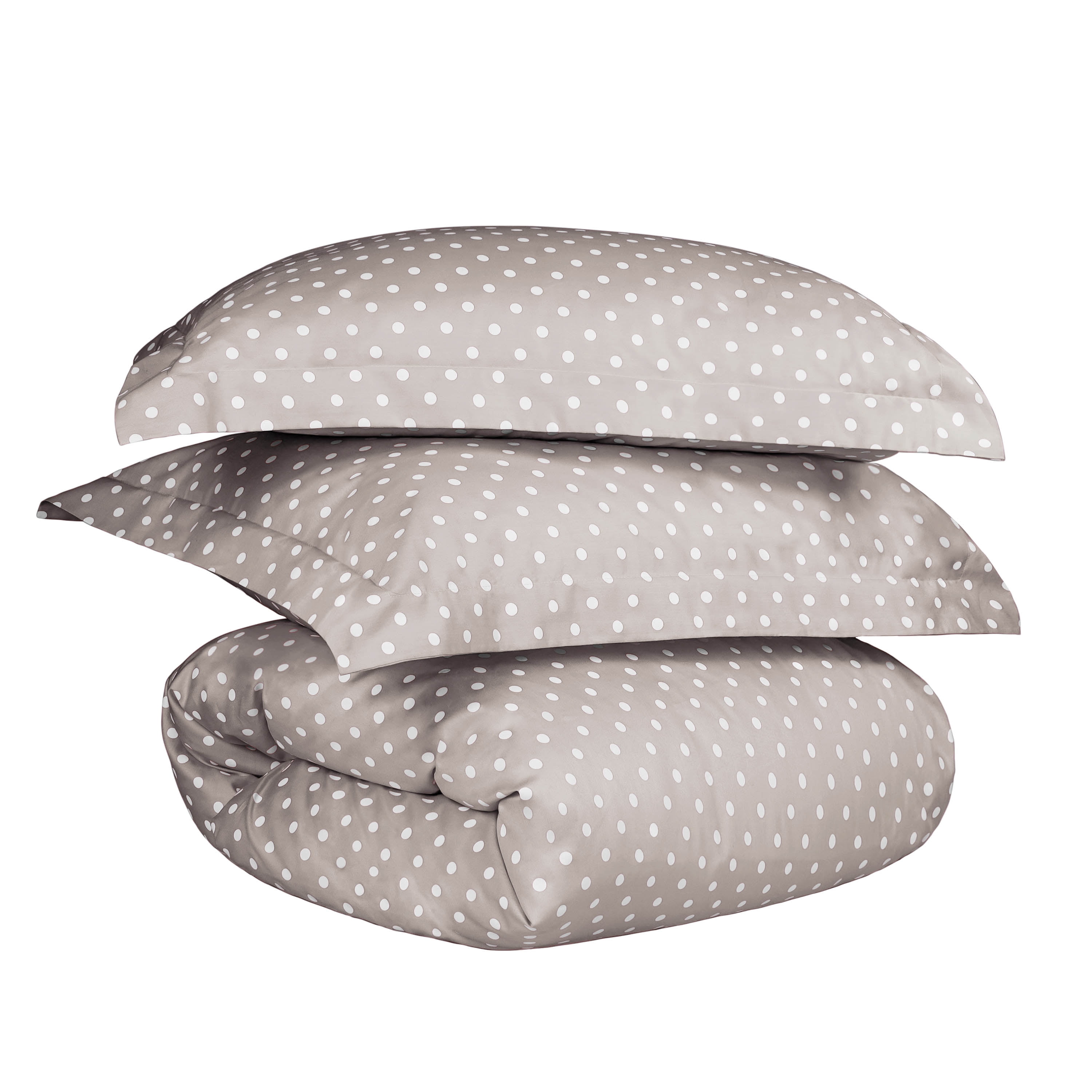 Light Grey Polka Dot Cotton Blend Full/Queen Duvet Cover Set