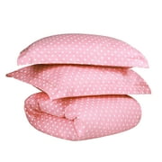 Superior 600 Thread Count Polka Dots Cotton Blend Pink Duvet Cover Set, Twin (2 Count)