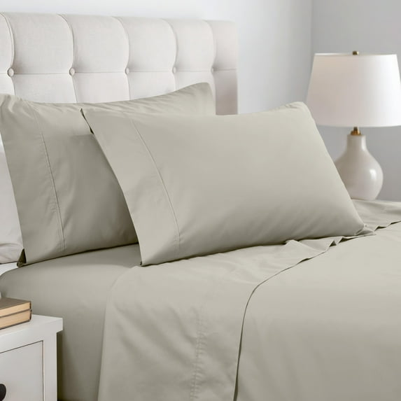 Superior Cotton Blend 600 Thread Count Pillowcase Set of 2, King Size, Stone