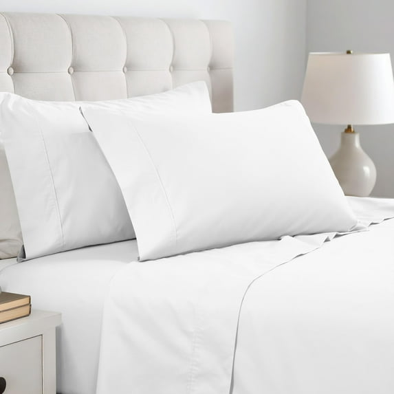 Superior Cotton Blend 600 Thread Count Pillowcase Set of 2, King Size, White