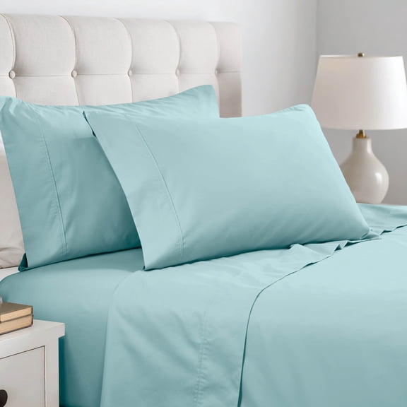 Superior Cotton Blend 600 Thread Count Pillowcase Set of 2, Standard Size, Light Blue