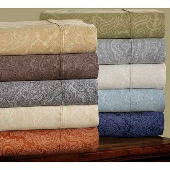 Superior 600 Thread Counts Fiddick Paisley Cotton-Blend Deep Pocket Sheet Set