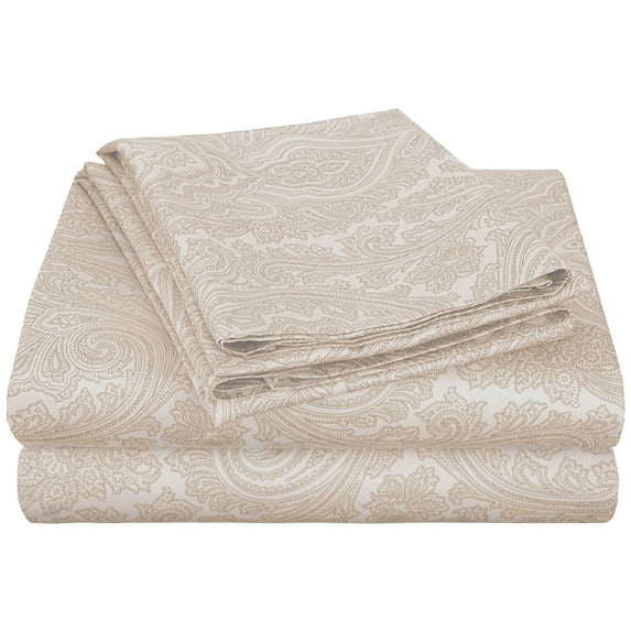 Superior 600 Thread Counts Fiddick Paisley Cotton-Blend Deep Pocket Sheet Set