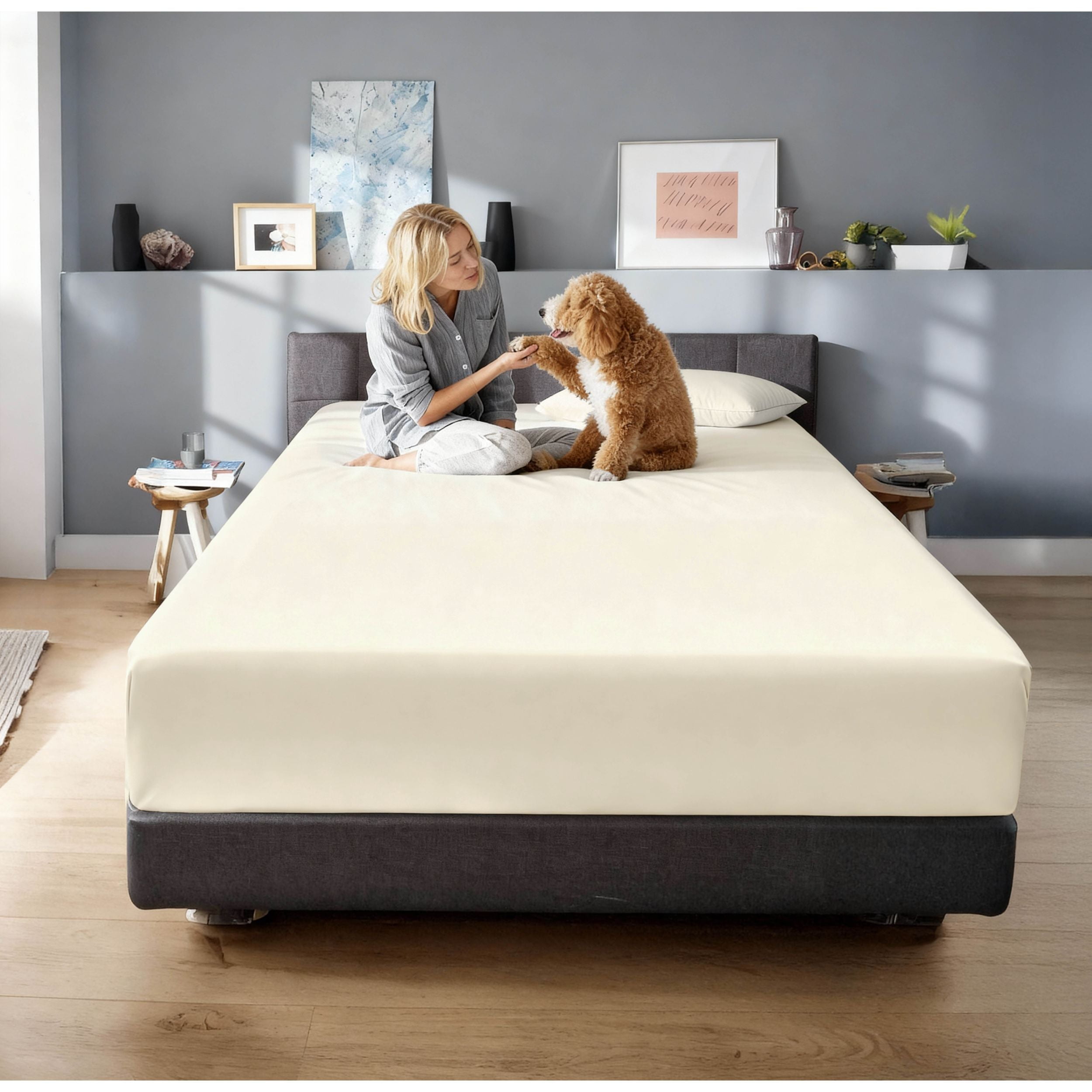Superior 650 TC Egyptian Cotton Fitted Sheet, Extra Deep Pocket - 18 Inch, King Size, Ivory