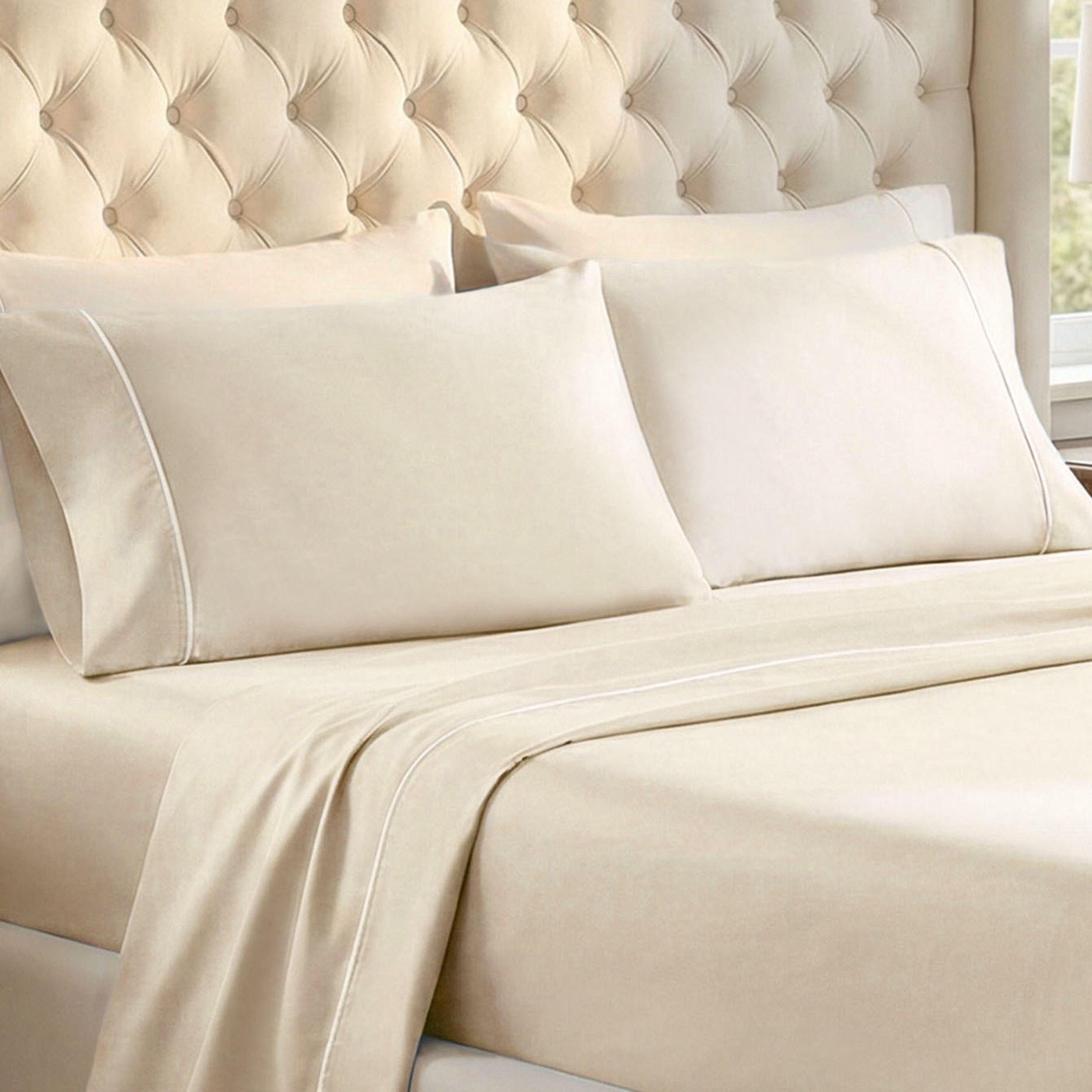 Superior 650 TC Egyptian Cotton Pillowcases, Set of 2, King Size, Ivory