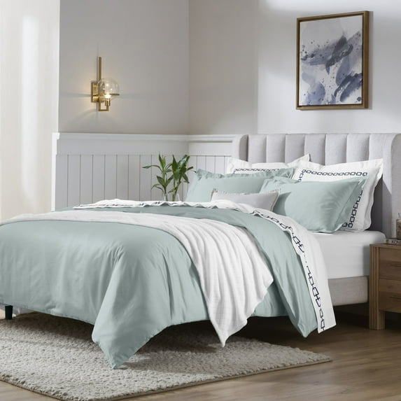 Superior 650 Thread Count Egyptian Cotton Duvet Cover Set, Teal, Twin