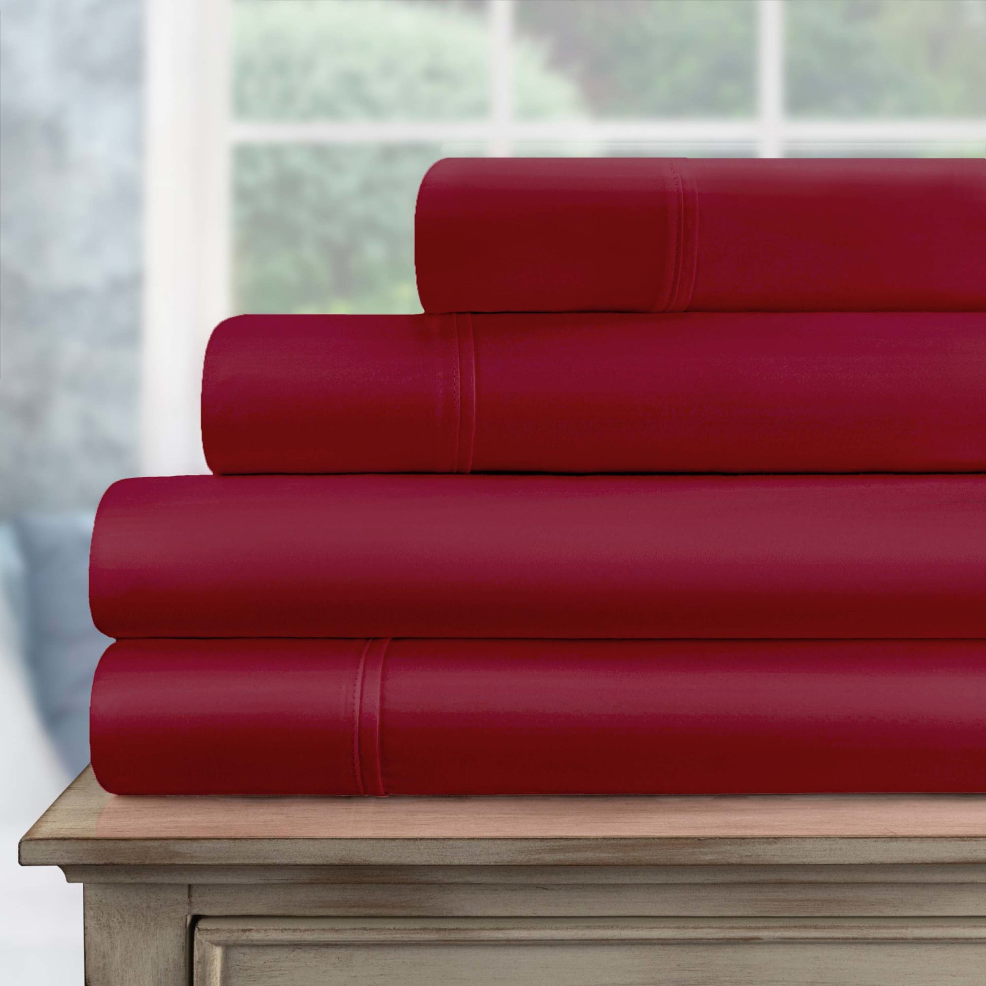 Superior 700 TC Egyptian Cotton Bed Sheet Set, Full, Burgundy