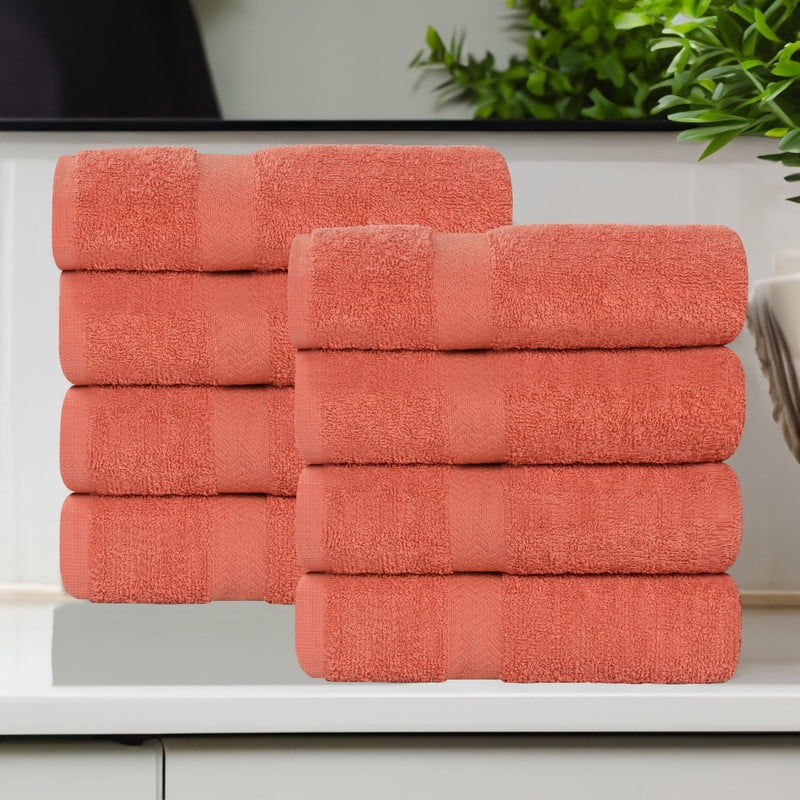 Superior Franklin 8-Piece Cotton Hand Towel Set, Super Soft Quick Dry Fade Resistant Towels, Forest Green