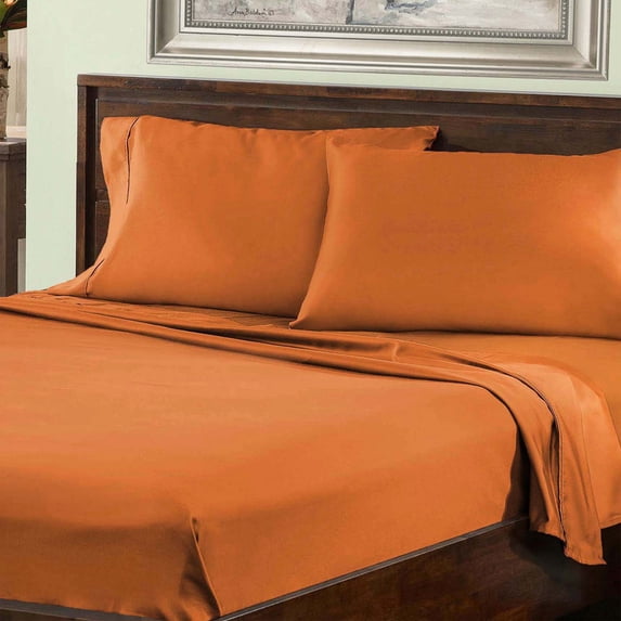 Superior Cotton Blend 800 Thread Count Sheet Set, Split King, Rust