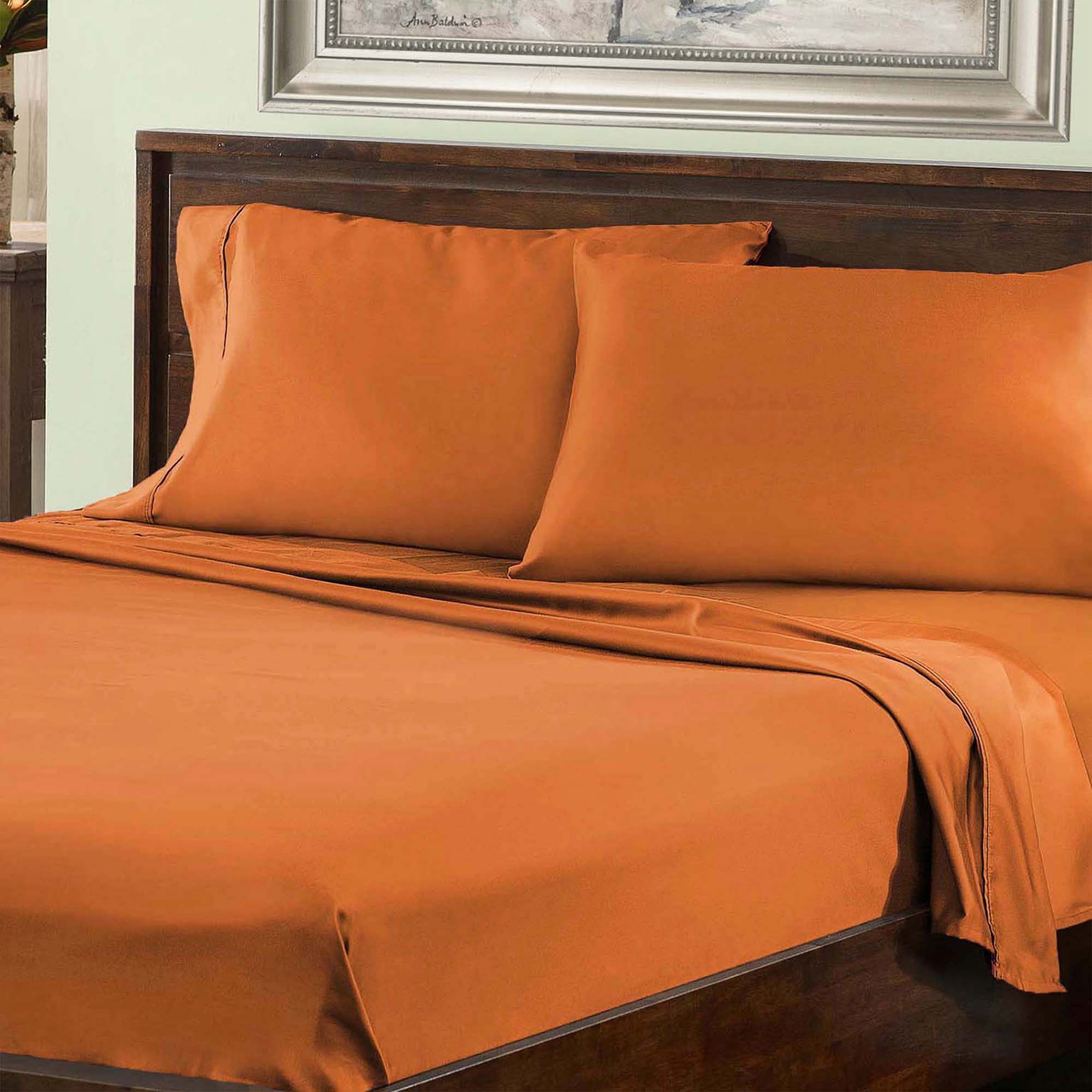 Rust Twin XL Cotton Polyester Deep Pocket Sheet Set