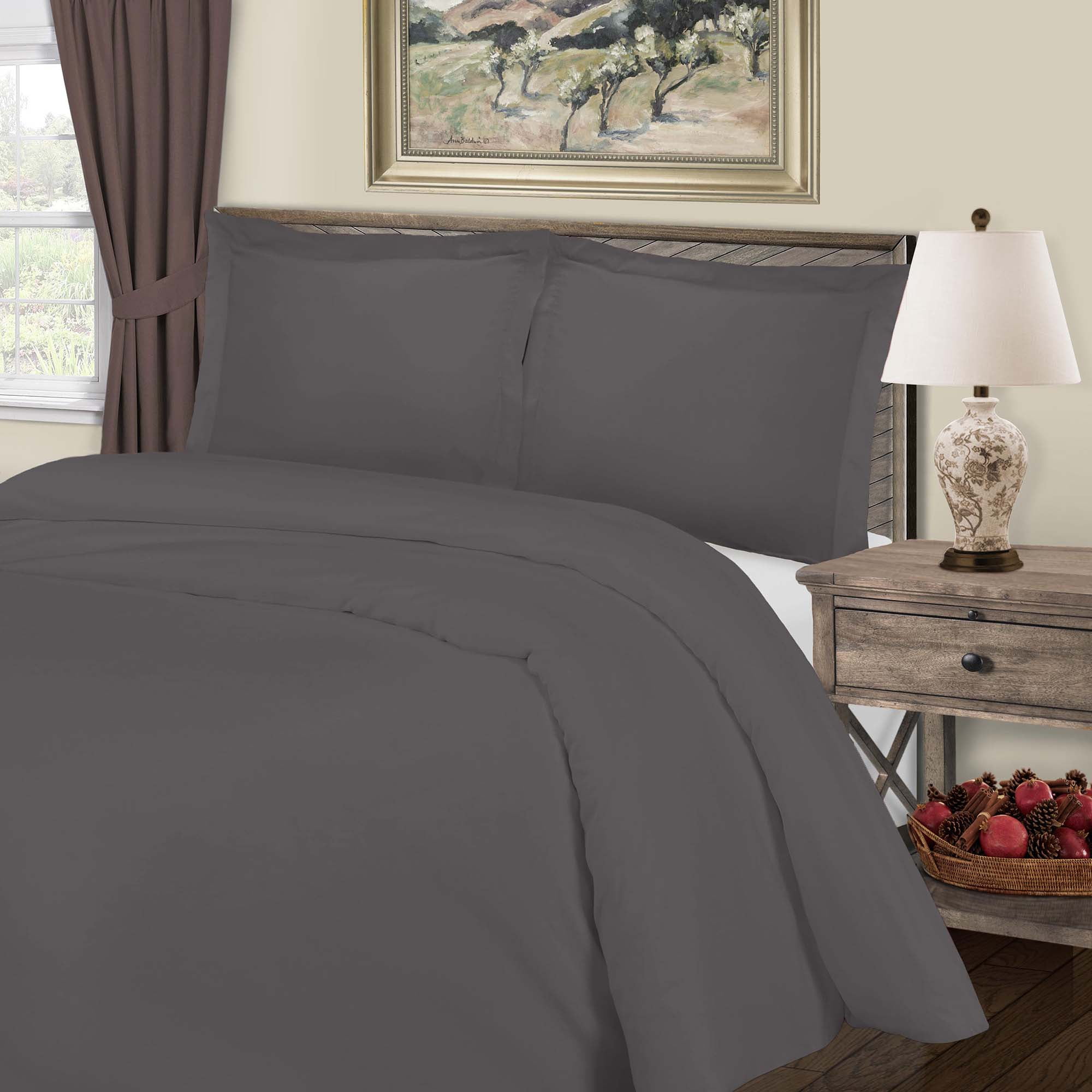 Superior Cotton Blend 800 Thread Count Duvet Cover Set, King/ California King, Grey