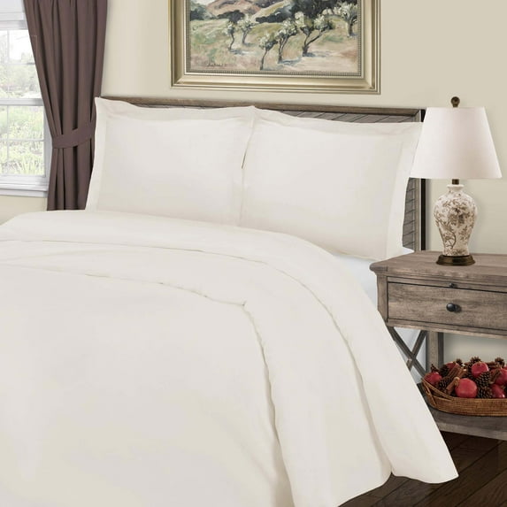 Superior Cotton Blend 800 Thread Count Duvet Cover Set, King/ California King, Ivory