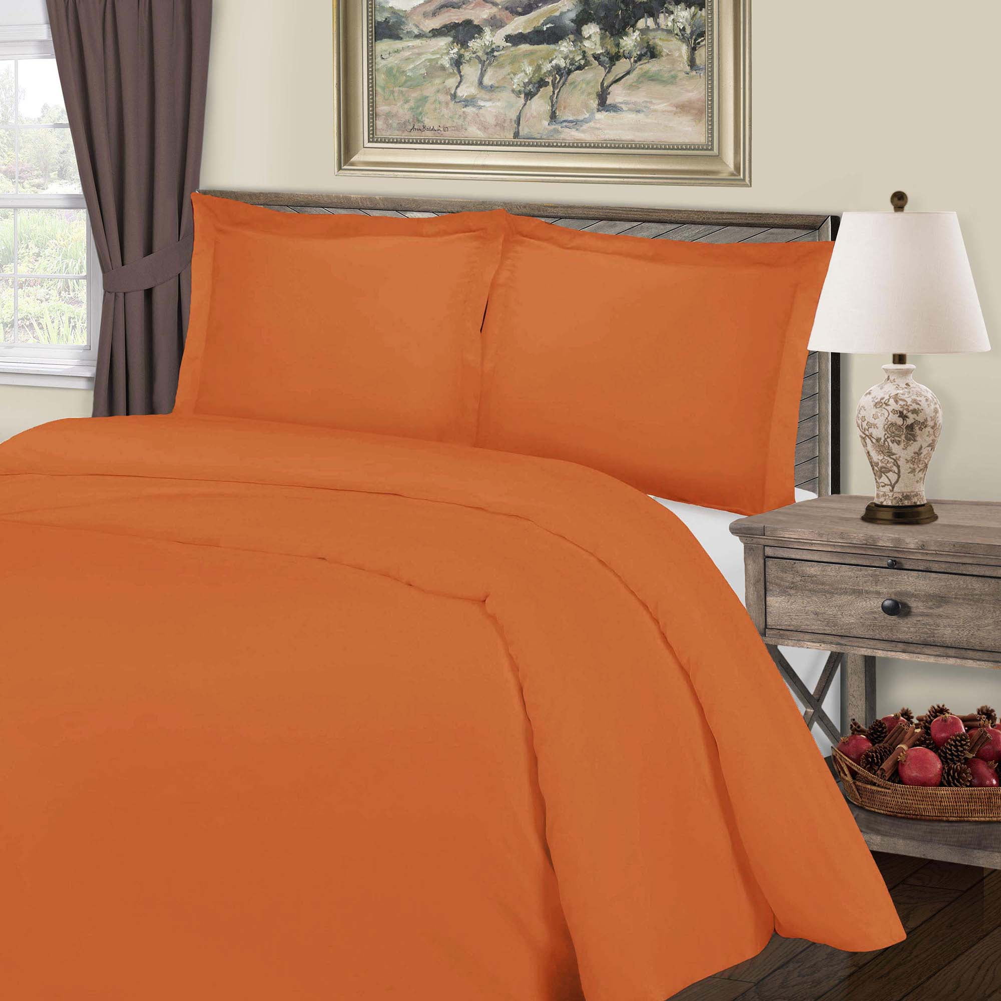 Rust Cotton Blend California King Duvet Cover Set