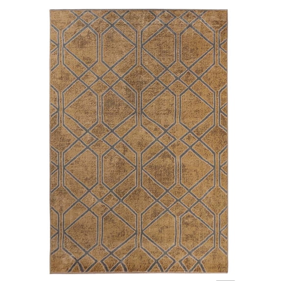 Superior Abner Geometric Diamond Indoor Area Rug, 5' x 8', Camel/Grey