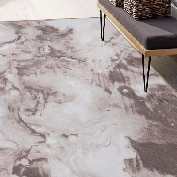Superior Abstract Marble Washable Indoor Area Rug, 10' x 14', Beige