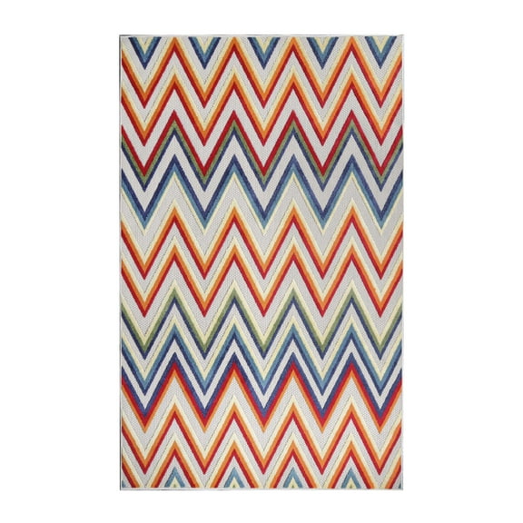 Superior Acacia Zigzag Indoor/Outdoor Area Rug, Cream, 5' 2" x 7' 2"