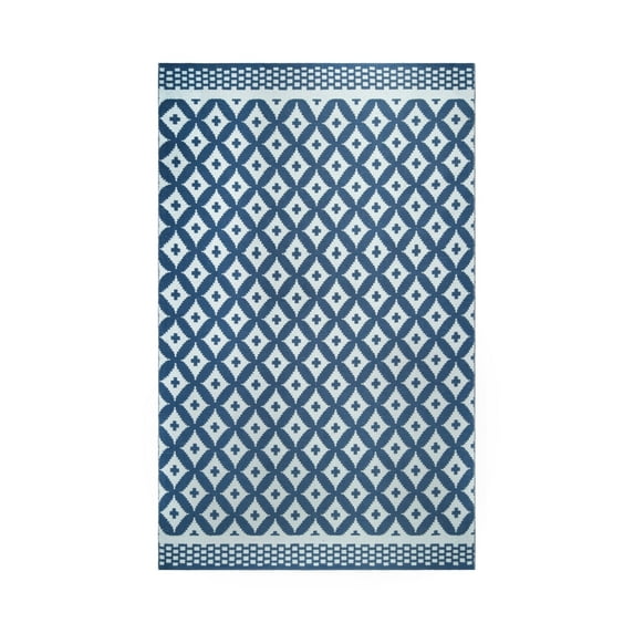 Superior Adalia Lattice Indoor/ Outdoor Area Rug, 6' x 9', Navy Blue