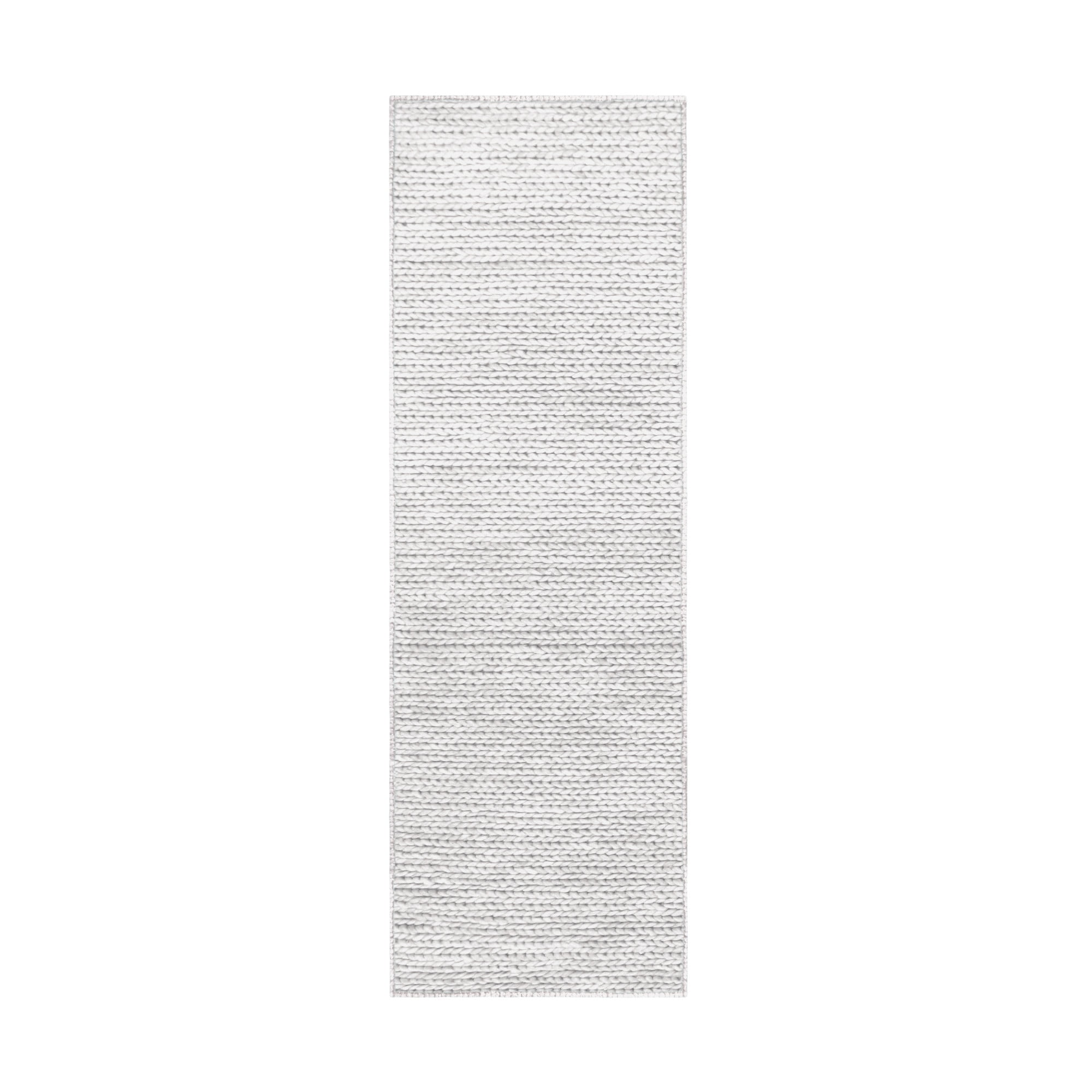 Superior Aero HandBraided Wool Runner, 2’ 6" x 10', Light Grey