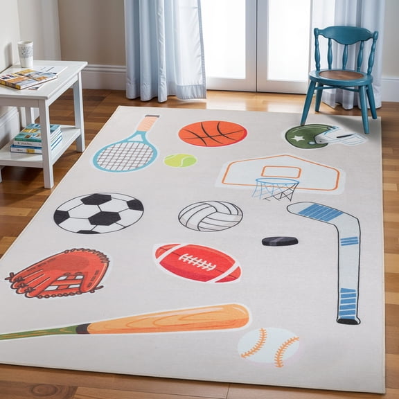 Superior All Star Non-Slip Kids Playroom Nursery Washable Indoor Area Rug, 6' x 9'