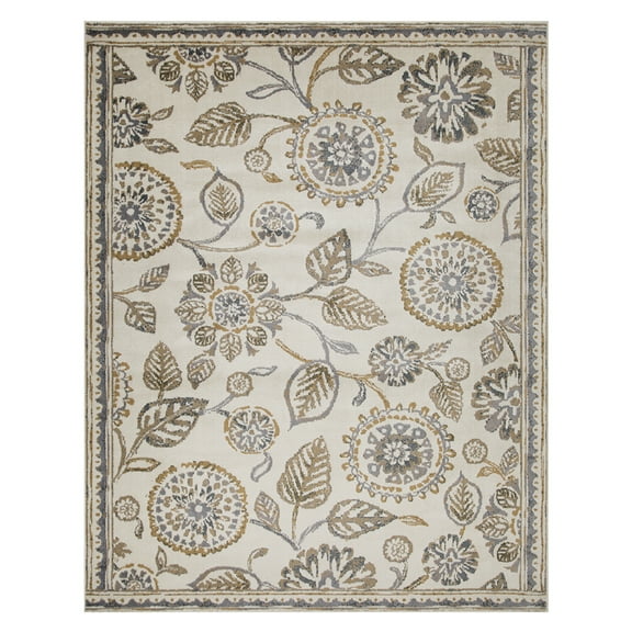 Superior Amaryllis Modern Floral Indoor Area Rug, Grey, 4' x 6'