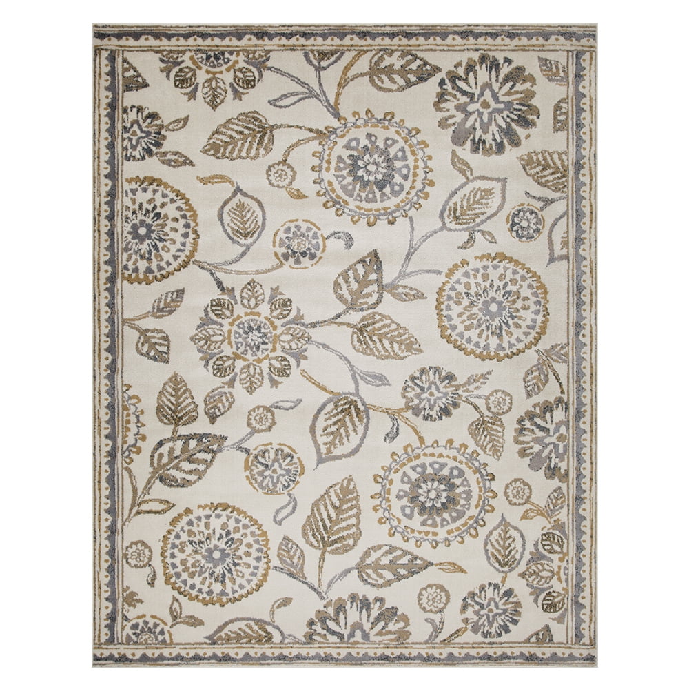 Superior Amaryllis Modern Floral Indoor Area Rug, Grey, 8' x 10'