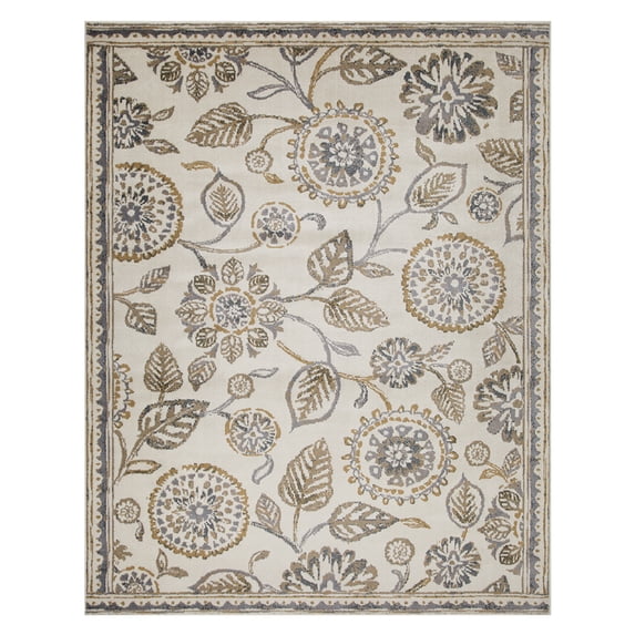 Superior Amaryllis Modern Floral Indoor Area Rug, Grey, 8' x 10'