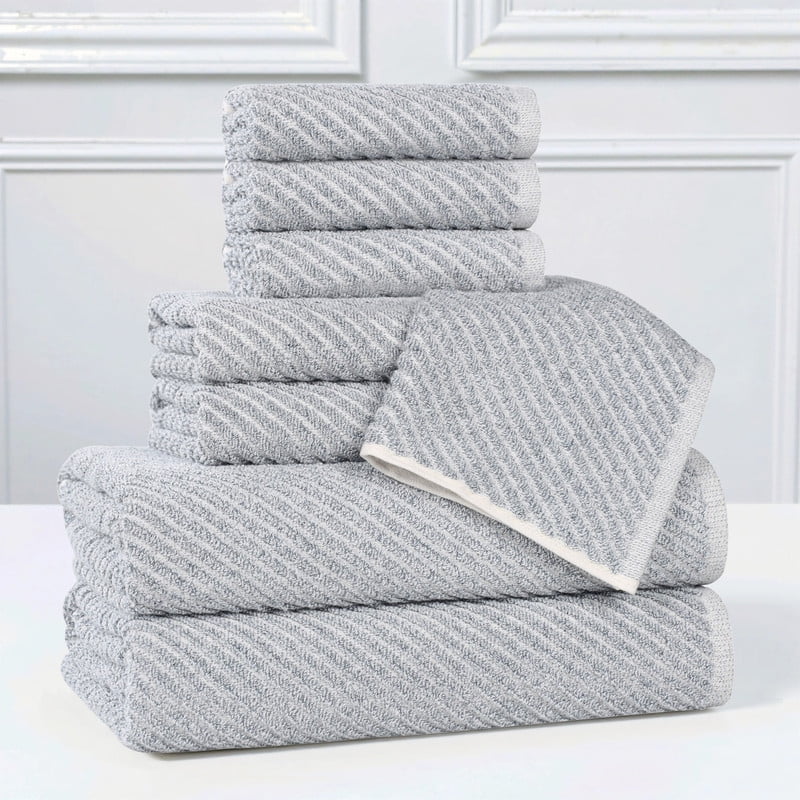 Superior Amelia Viscose Cotton Blend Medium Weight 8 Piece Towel Set, Beige