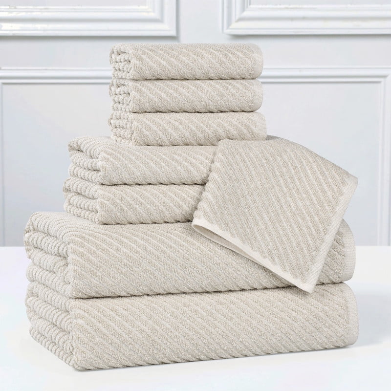 Superior Amelia Viscose Cotton Blend Medium Weight 8 Piece Towel Set, Charcoal