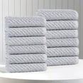 thumbnail image 1 of Superior Amelia Viscose Cotton Blend Medium Weight Face Towels Washcloths, Set of 12, Denim Blue, 1 of 11