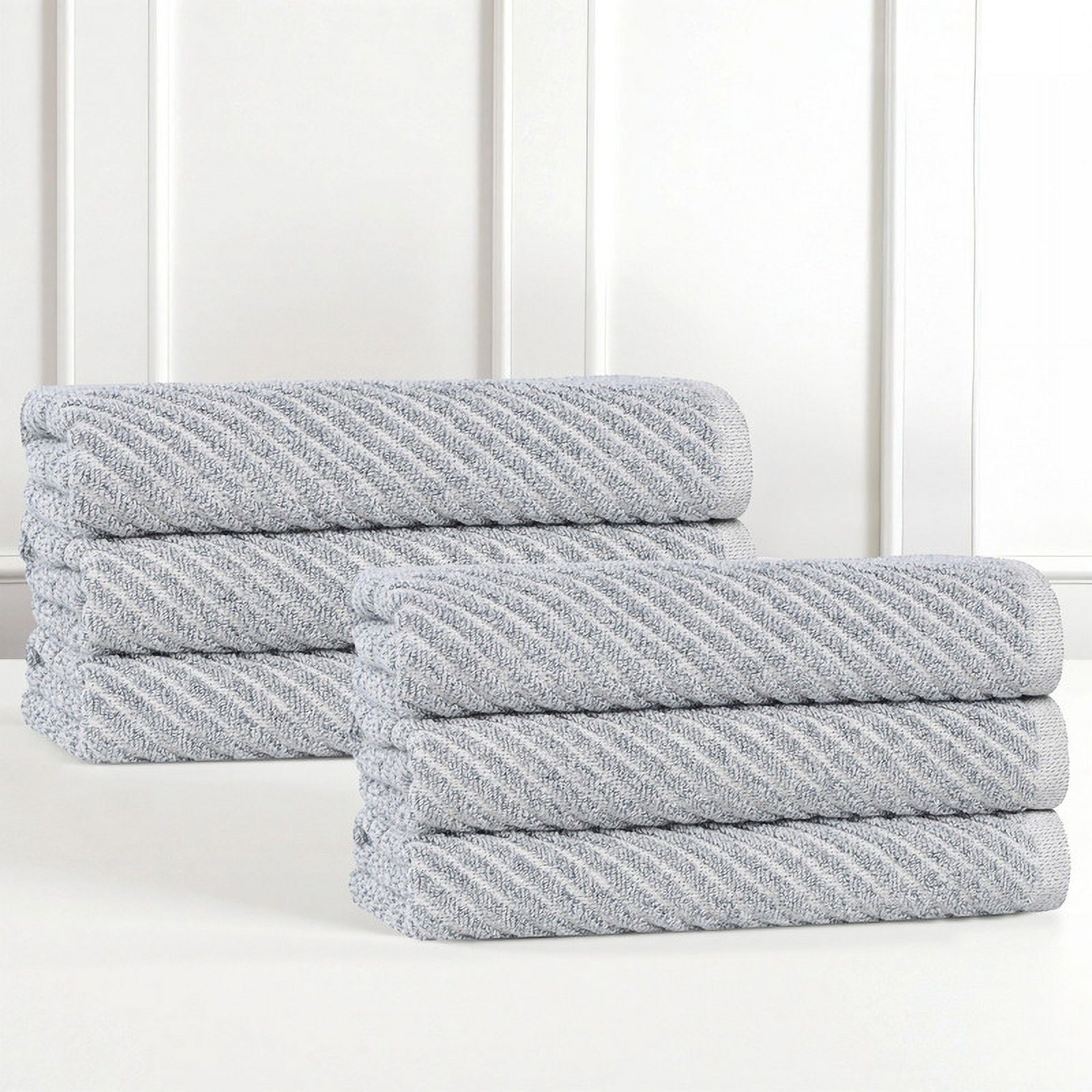 Denim Blue Cotton Blend 6 Piece Hand Towels Set