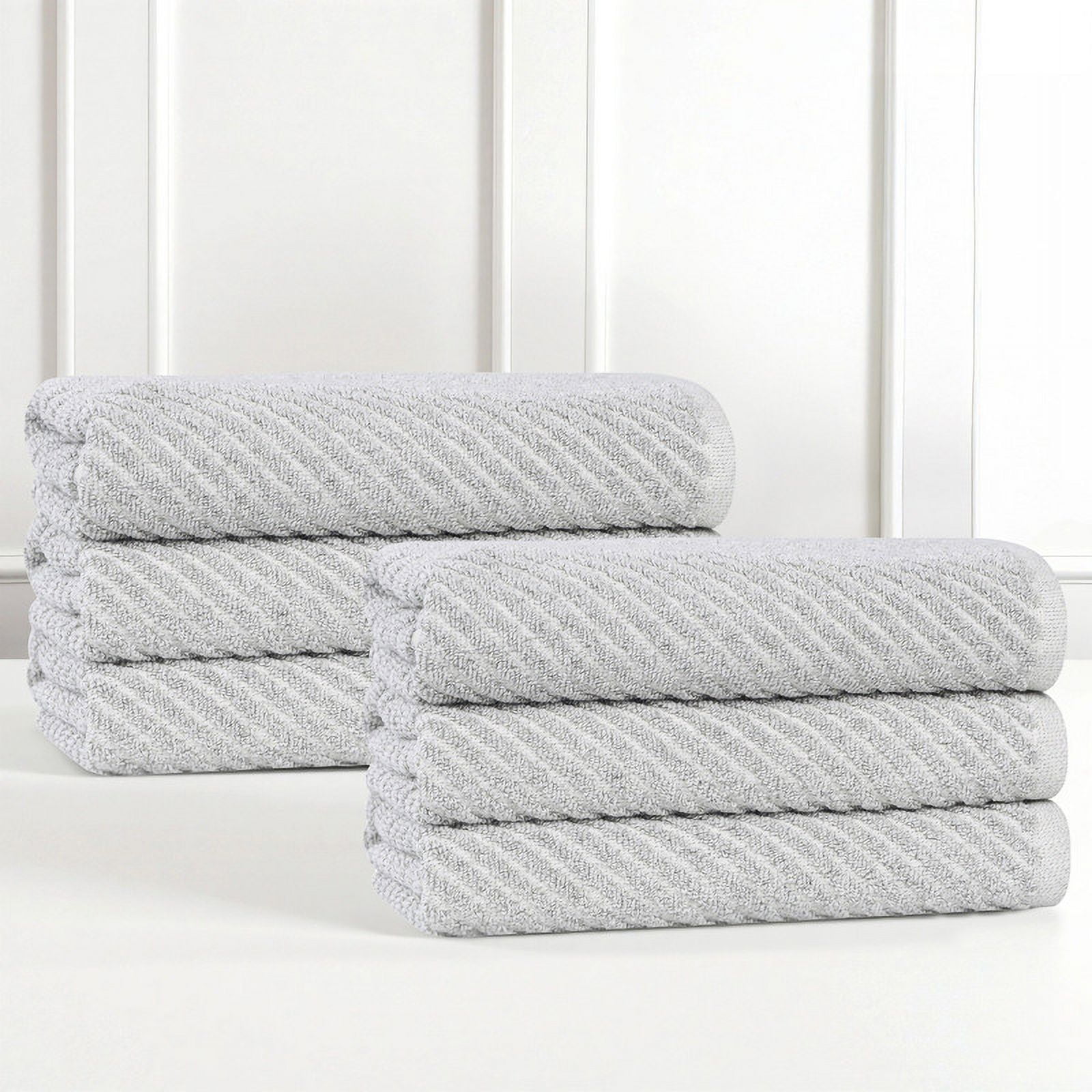 Platinum Cotton Blend Diagonal Ribbed 6 Piece Hand Towels Set