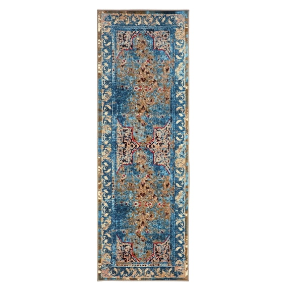 Superior Angeles Overdyed Non-Slip Indoor Runner 2'7" x 8', Green/ Beige