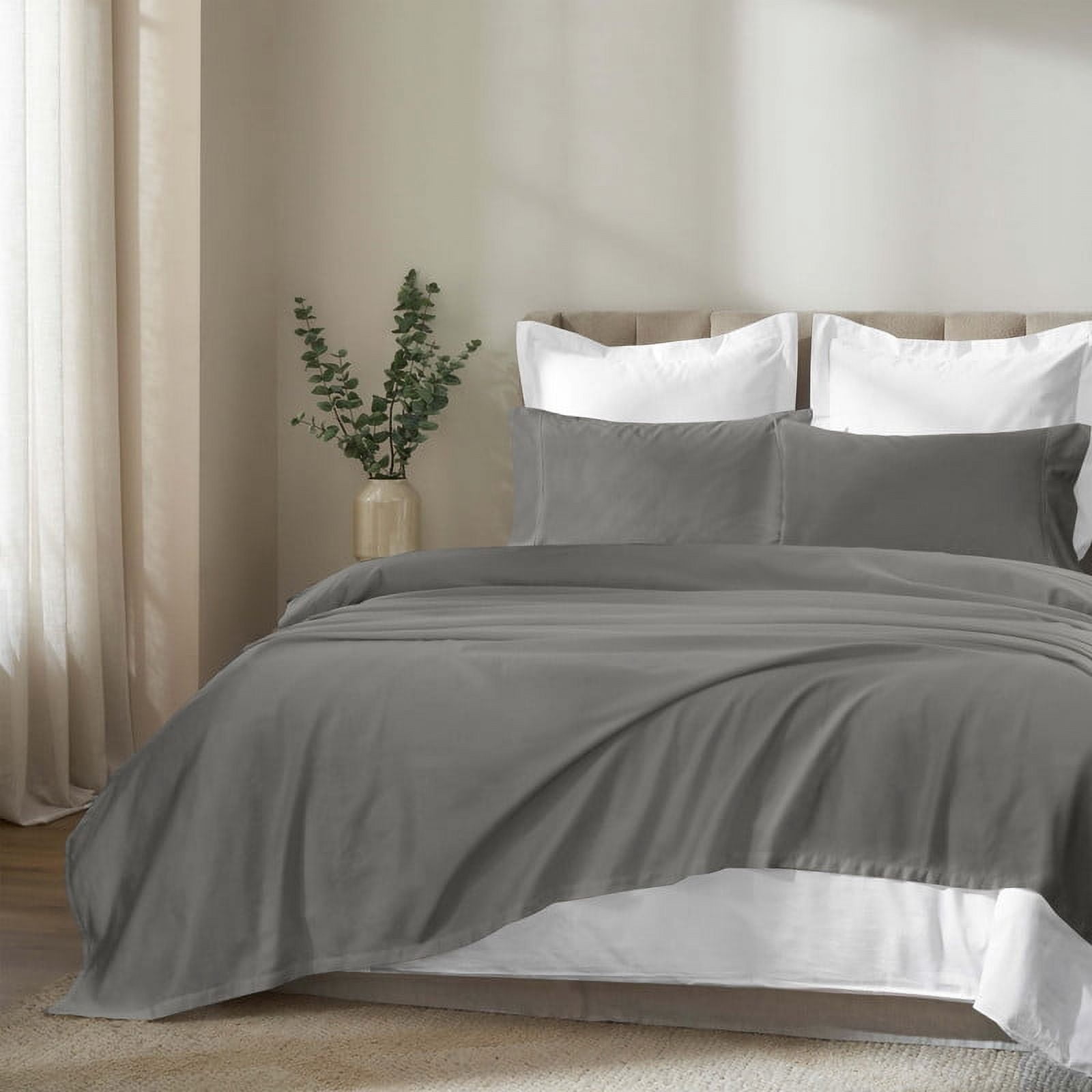 Superior Apus 100% Cotton 15" Deep Pocket Sheet Set, King, Grey
