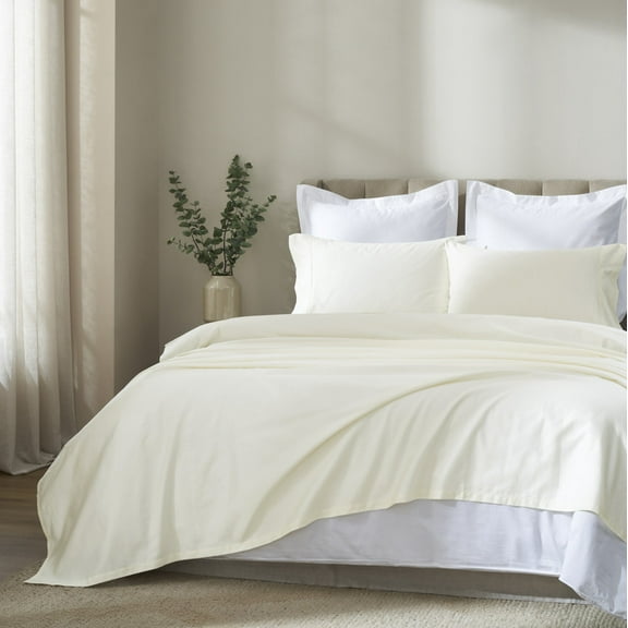 Superior Apus 100% Cotton 15" Deep Pocket Sheet Set, Queen, Ivory