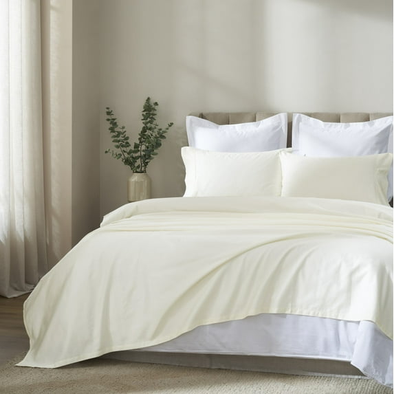 Superior Apus 100% Cotton 15" Deep Pocket Sheet Set, Twin, Ivory