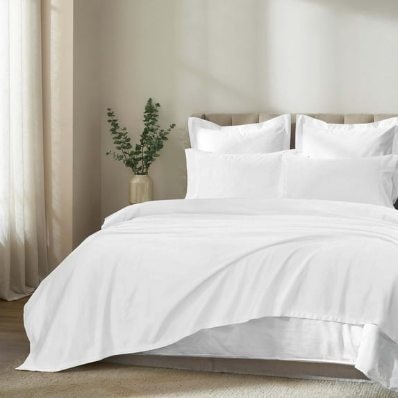 Superior Apus 100% Cotton 18" Deep Pocket Sheet Set, Queen, White