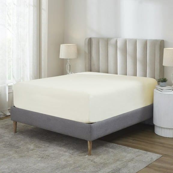 Superior Apus 100% Cotton 20" Deep Pocket Fitted Sheet, King, Ivory