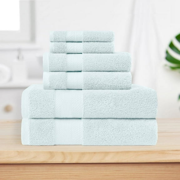 Superior Aria Turkish Cotton Solid Heavyweight 6-Piece Dusty Aqua Towel Set