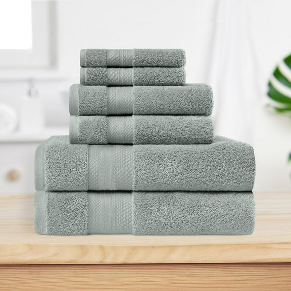Superior Aria Turkish Cotton Solid Heavyweight 6-Piece Olive Green Towel Set
