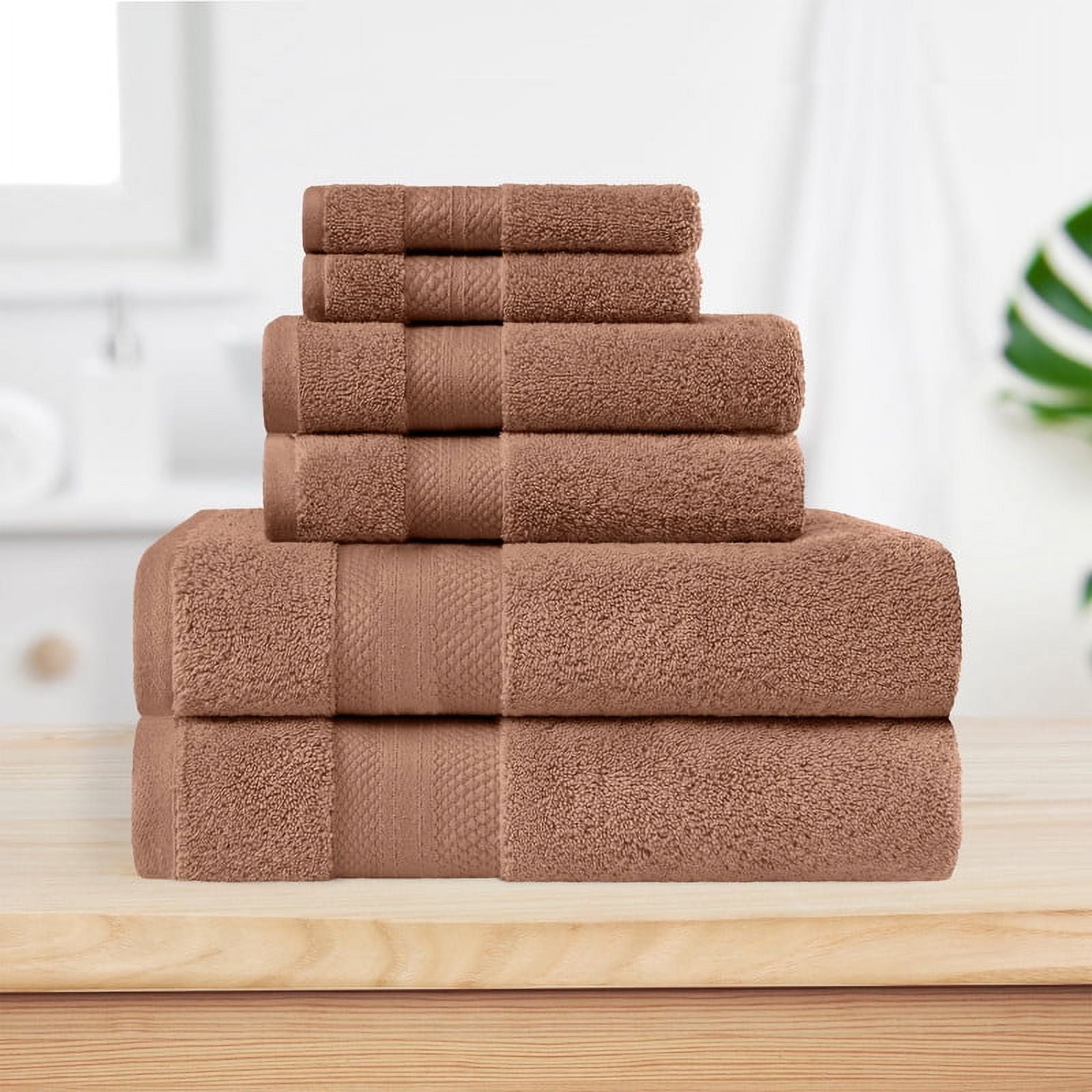 Superior Plush Taupe Turkish Cotton 6-Piece Towel Set