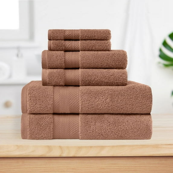 Superior Aria Turkish Cotton Solid Heavyweight 6-Piece Taupe Towel Set