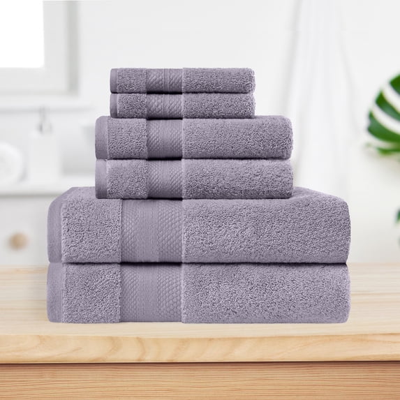 Superior Aria Turkish Cotton 6-Piece Towel Set, Ultra Soft Heavyweight Towels, Wisteria