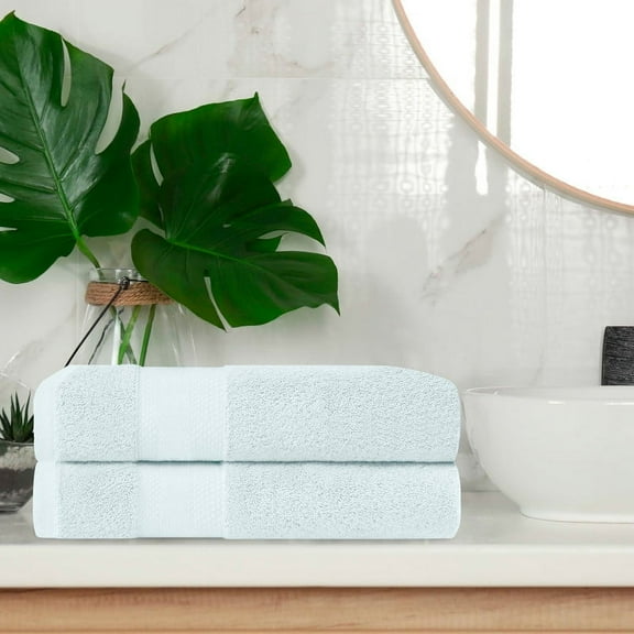 Superior Aria Turkish Cotton Solid Heavyweight Dusty Aqua Bath Towel Set of 2