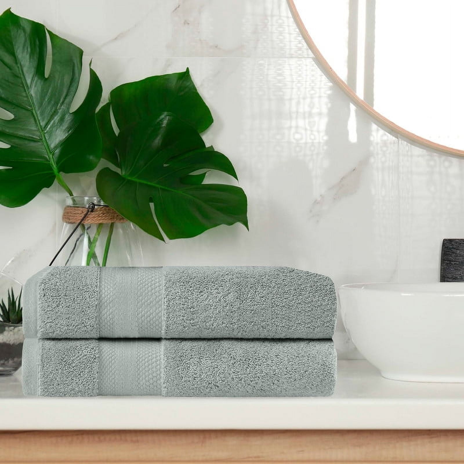 Olive Green Turkish Cotton 2-Piece Bath Towel Set
